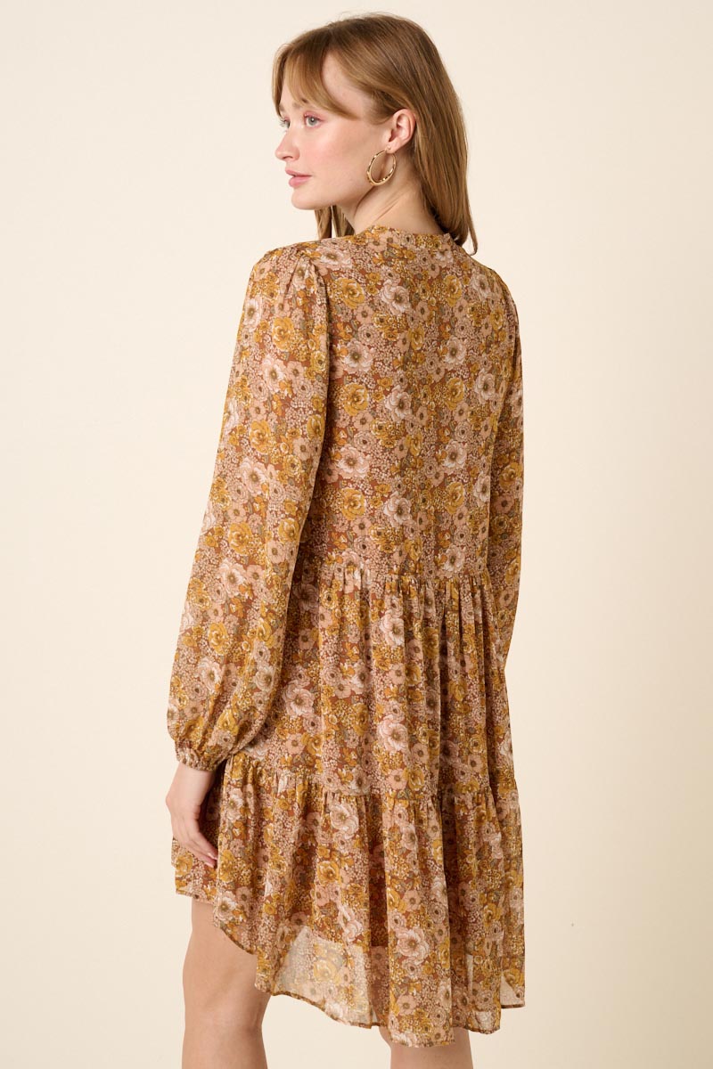 Dress | Vintage Rust Flower Dress